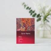 秋の森の動物の群れ、キジ、赤いフローラ 名刺 (スタンド正面)