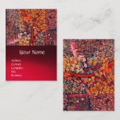 秋の森の動物の群れ、キジ、赤いフローラ 名刺 (正面/裏面)