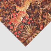 秋の森の動物の群れ、キツネ、赤茶色のフローラ 薄葉紙 (詳細)