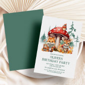 秋の森の動物の誕生日1日 招待状