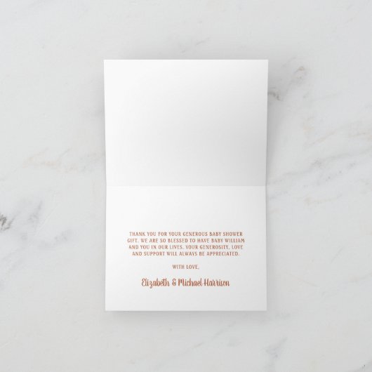 秋の森の動物の赤ちゃんシャワー サンキューカード (内部)