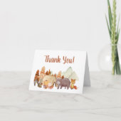 秋の森の動物の赤ちゃんシャワー サンキューカード (正面)