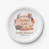 秋の森の動物の赤ちゃんシャワー ペーパープレート (正面)
