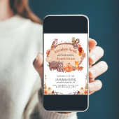 秋の森の動物の赤ちゃんシャワー 招待状