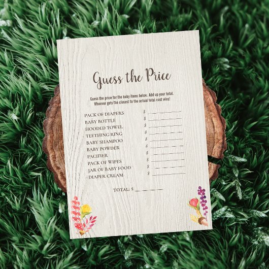 秋の森の動物は、価格シャワーゲームを推測 招待状