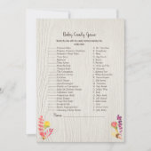 秋の森の動物ベビーキャンディシャワーゲーム 招待状 (正面)