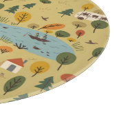 秋の森の動物ヴィンテージ壁紙 カッティングボード (角)