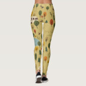 秋の森の動物ヴィンテージ壁紙 レギンス (裏面)