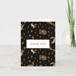 秋の森の動物　オータムリーフ　感謝カード サンキューカード