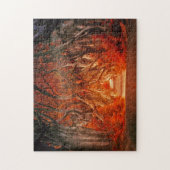 秋の森の太陽の光のファンタジー風景11" x 14" ジグソーパズル (縦)