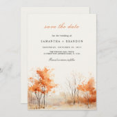 秋の森の恋に落ちる Save The Date セーブザデート (正面/裏面)