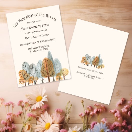 秋の森の新しい首の森引っ越し祝いパーティー 招待状