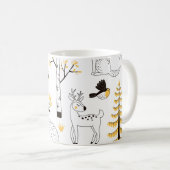 秋の森の木々の葉パターン コーヒーマグカップ (正面右)