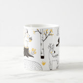 秋の森の木々の葉パターン コーヒーマグカップ (中央)