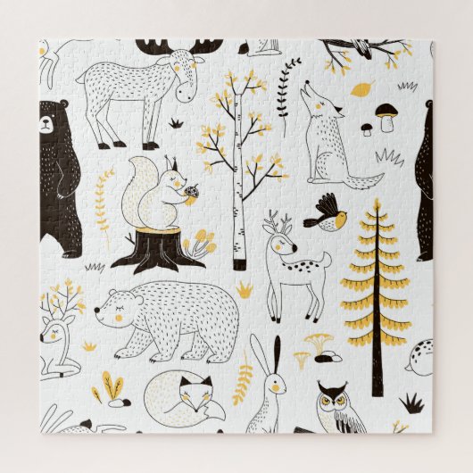 秋の森の木々の葉パターン ジグソーパズル (縦)