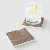 秋の森の木の幹 ストーンコースター (横)