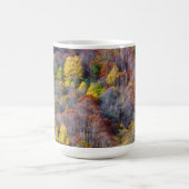 秋の森の木の空中観カラフル光 コーヒーマグカップ (中央)