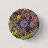 秋の森の木の空中観カラフル光 缶バッジ (正面)