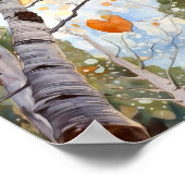 秋の森の水の色絵を描のアートプリント ポスター (角)