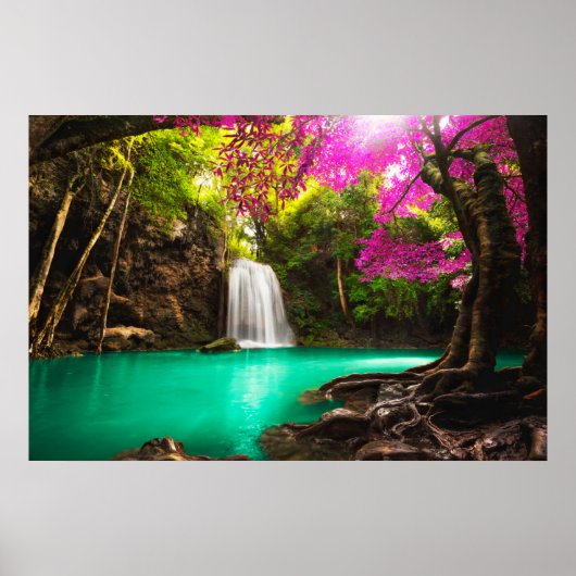 秋の森の滝 ポスター (正面)