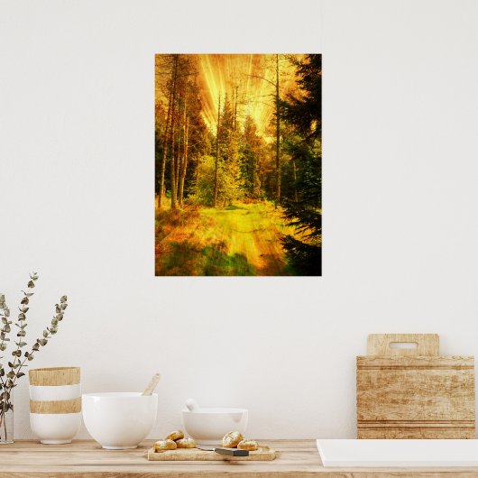 秋の森の火の嵐。 ポスター (キッチン)