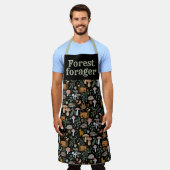 秋の森の牧草地の秋のキノコと動物 エプロン (着用した状態)