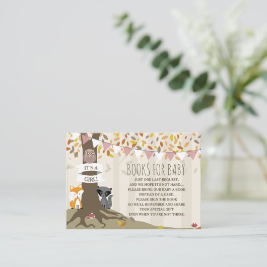 秋の森の生き物ベビーガールブックリクエスト エンクロージャーカード (スタンド正面)