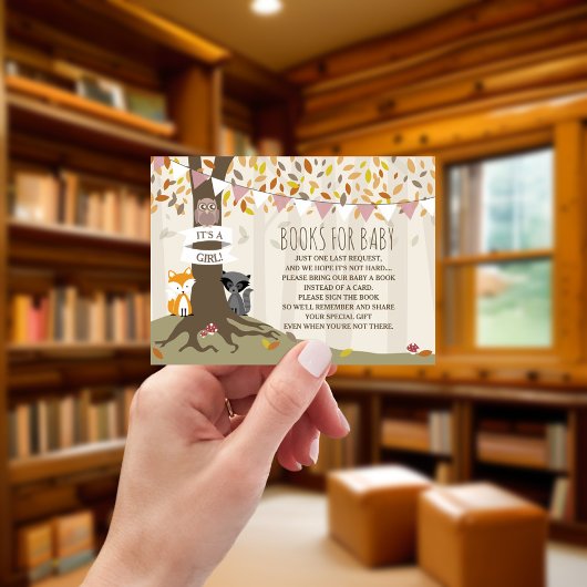 秋の森の生き物ベビーガールブックリクエスト エンクロージャーカード