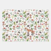 秋の森の自然キノコ | 3パック ラッピングペーパーシート (正面)