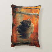 秋の森の芸術作品のバイソン アクセントクッション (裏面(縦))