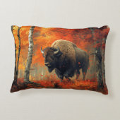 秋の森の芸術作品のバイソン アクセントクッション (裏面)