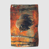 秋の森の芸術作品のバイソン ゴルフタオル (正面)