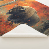 秋の森の芸術作品のバイソン シェルパブランケット (3/4)