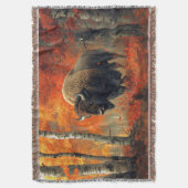 秋の森の芸術作品のバイソン スローブランケット (正面縦)