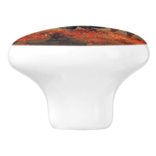 秋の森の芸術作品のバイソン セラミックノブ (側面)