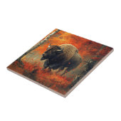 秋の森の芸術作品のバイソン タイル (側面)