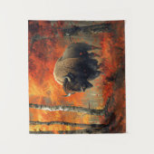 秋の森の芸術作品のバイソン タペストリー (正面)