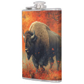 秋の森の芸術作品のバイソン フラスク (左)