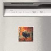 秋の森の芸術作品のバイソン マグネット (インサイチュ (食洗機))