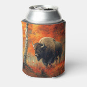 秋の森の芸術作品のバイソン 缶クーラー (缶裏面)