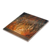 秋の森の茂みの小道 タイル (側面)