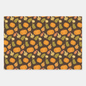 秋の森の落ち葉とパンプキン 感謝祭 ラッピングペーパーシート (正面3)