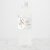 秋の森の野生の小さなキノコが途中にある ペットボトルラベル (正面)