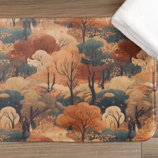 秋の森の風景を重ね素朴- Woodland バスマット