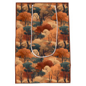 秋の森の風景を重ね素朴- Woodland ミディアムペーパーバッグ (裏面)