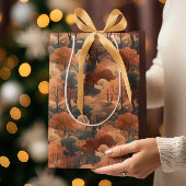 秋の森の風景を重ね素朴- Woodland ミディアムペーパーバッグ