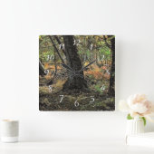 秋の森の風景 スクエア壁時計 (ホーム)