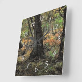 秋の森の風景 スクエア壁時計 (傾斜)