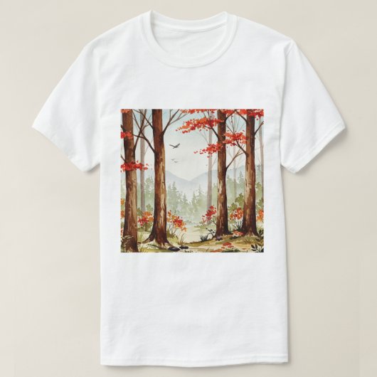 秋の森の風景 Tシャツ (デザイン正面)