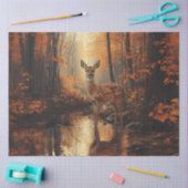 秋の森の鹿のデコパージュ 薄葉紙 (クラフト)